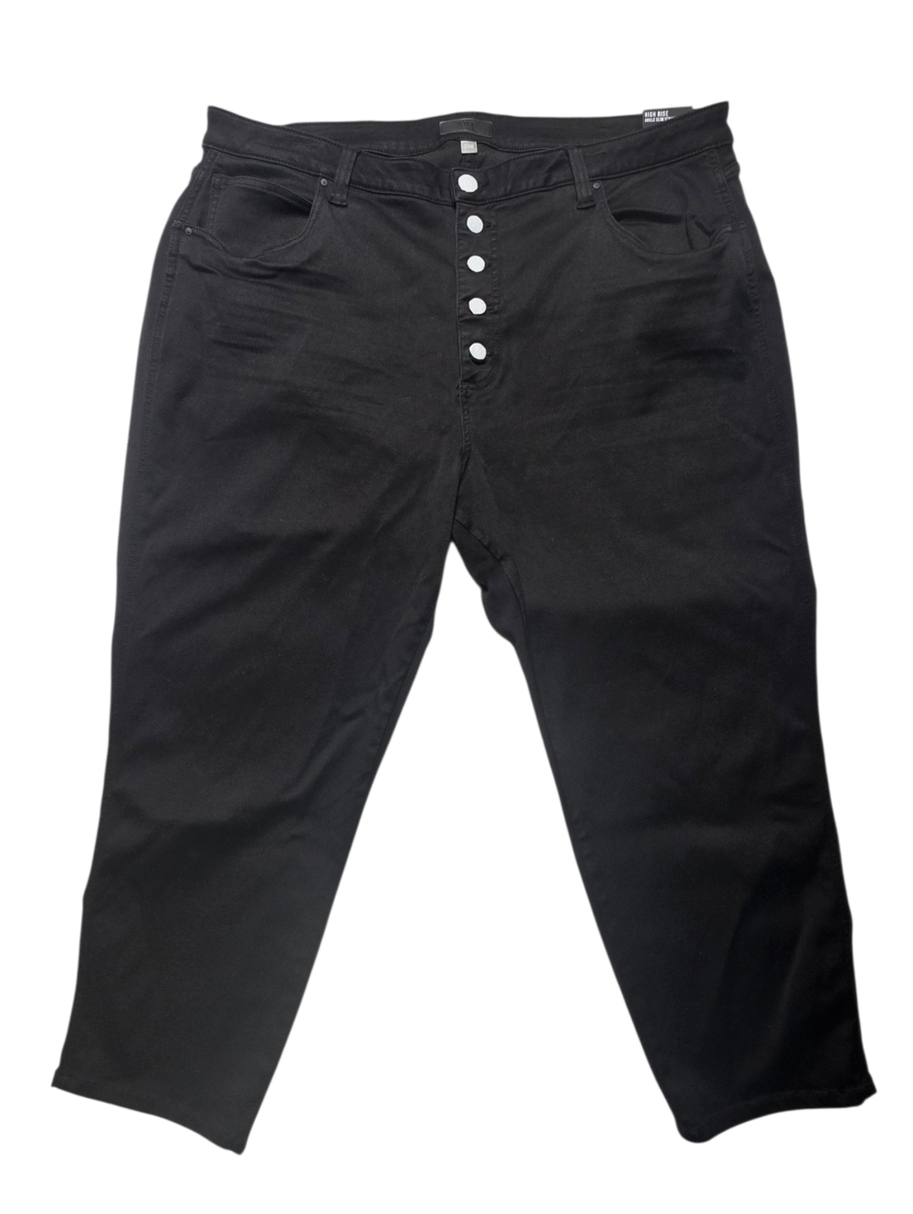 KUT High Rise Slim Straight Ankle Pants Black 24W NWT Button Fly